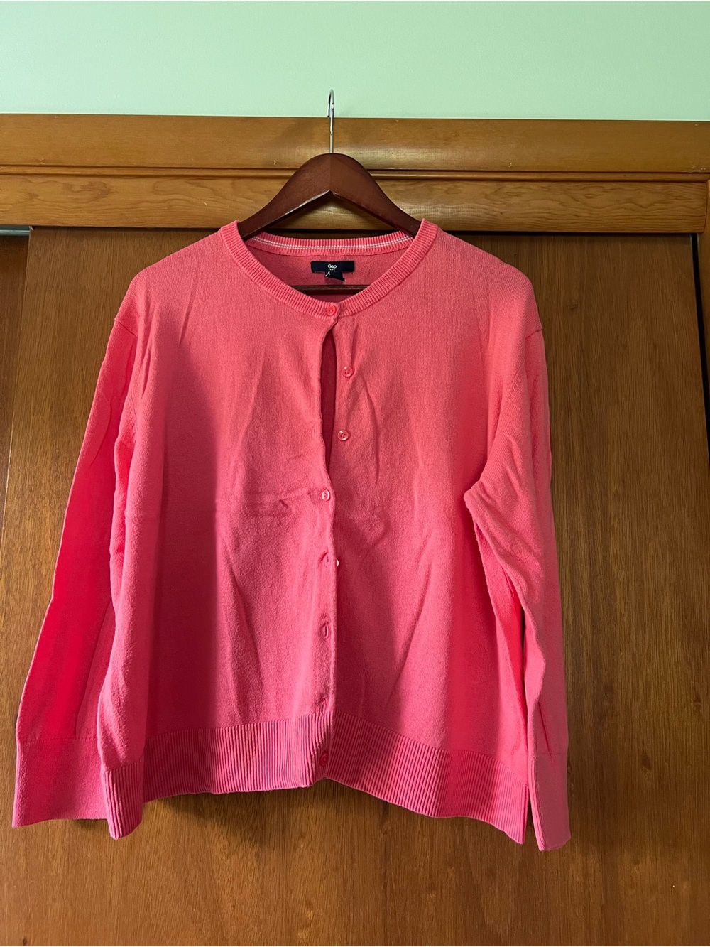 Bright Coral Button-Up Cardigan